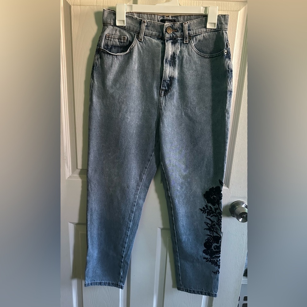 Blue Jeans with Floral Design